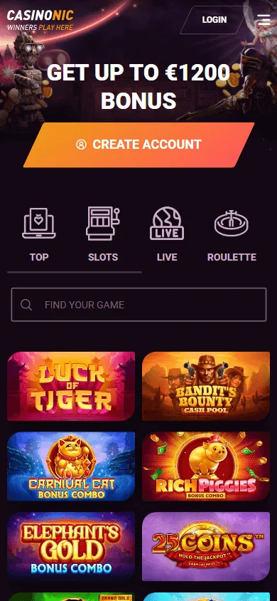 Casinonic mobile casino experience for games and promotions